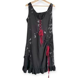 Joe Browns Black Milk Maid Peasant Whimsigoth Lace Up Ruffled Dress Women's 12
